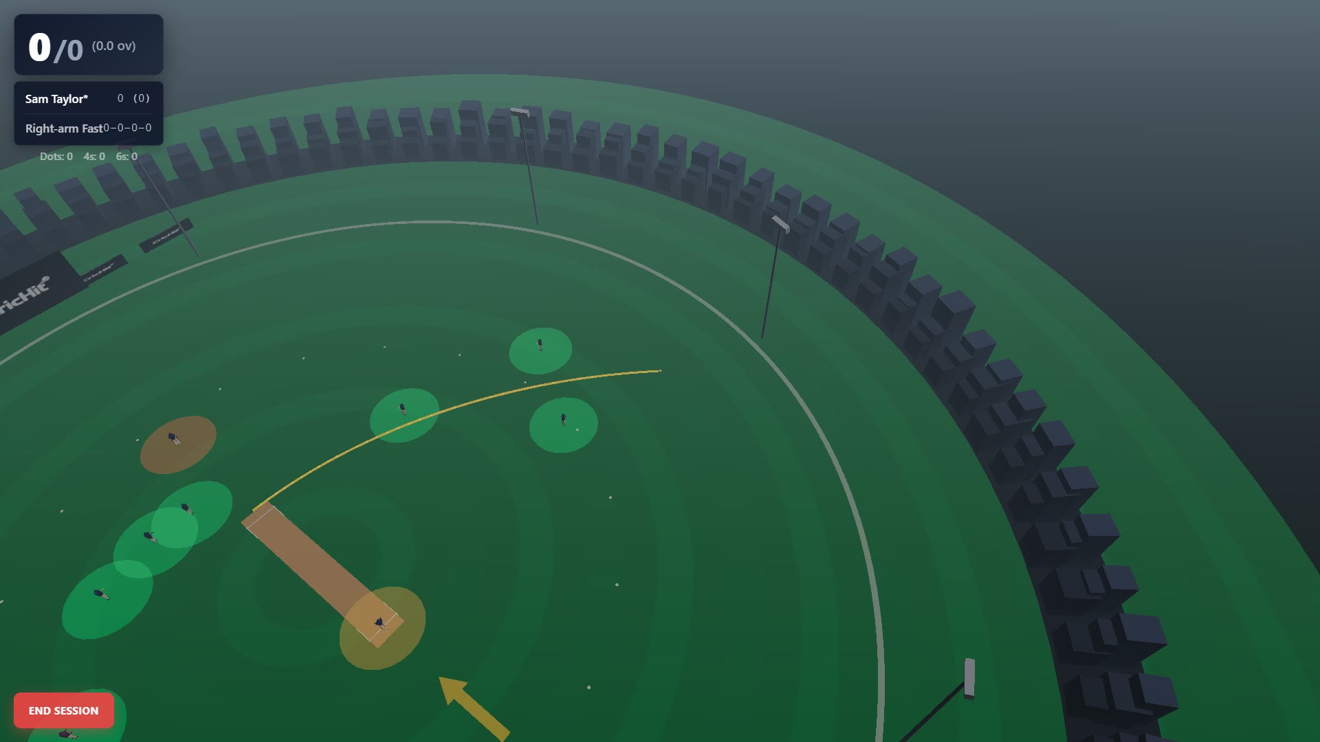 CricHit 3D view of a tracked shot flying towards the boundary